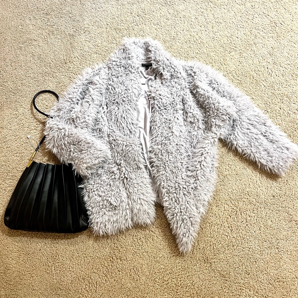 Express faux fur teddy jacket